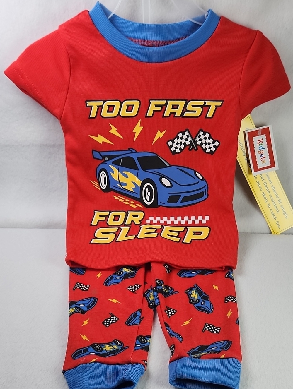 Kidgets Boys Red and Blue Race Car Pajama Set